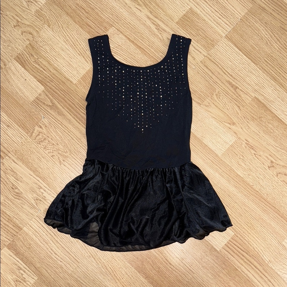 More Than Magic Black Dance Leotard with Ruffle Details. Athletic Stretch Comfy
